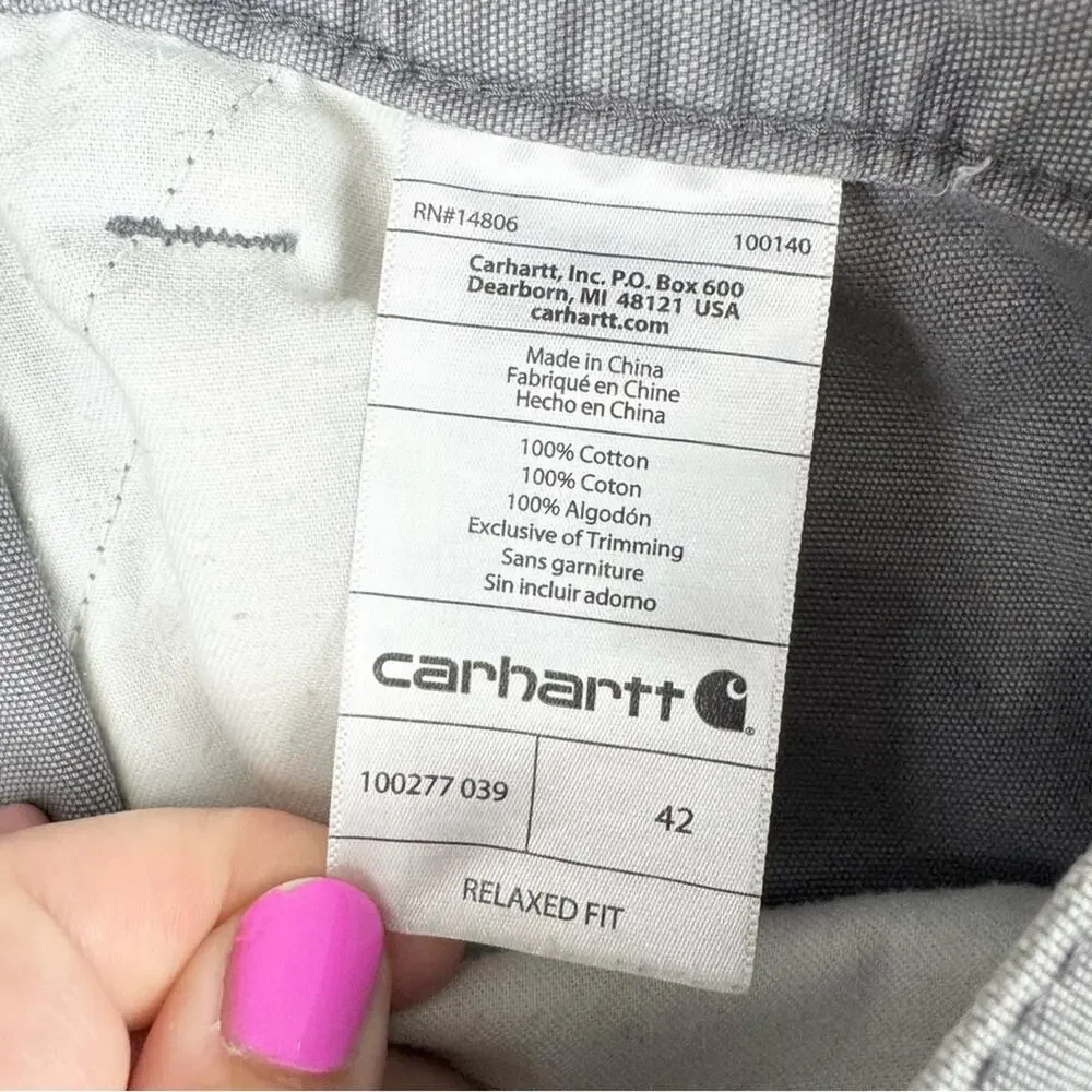 Carhartt Men's Rugged Flex Relaxed Fit Canvas Cargo‎ Work Short Grey Size 42